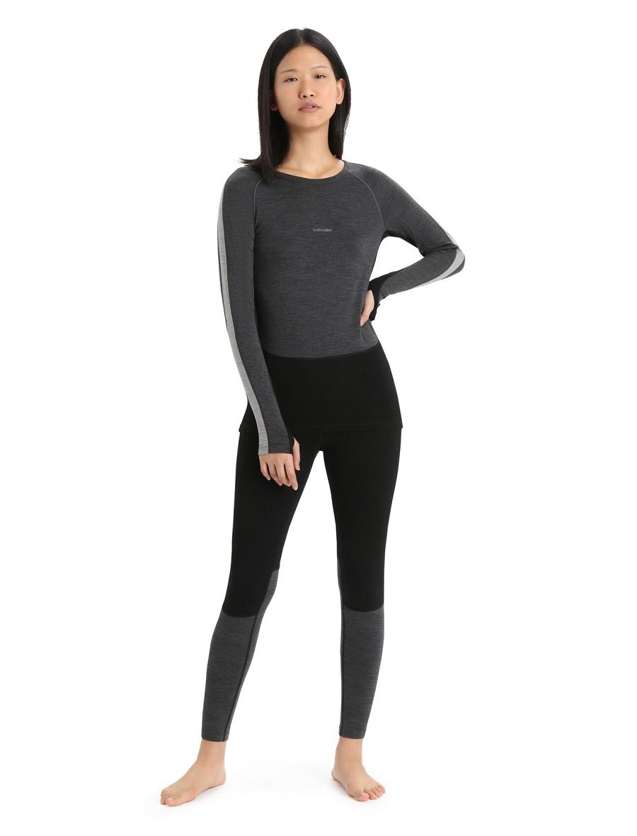 Jet Heather / Black Icebreaker 200 ZoneKnit™ Merino Long Sleeve Crewe Women's One Piece & Sets | AU 1806OKIR